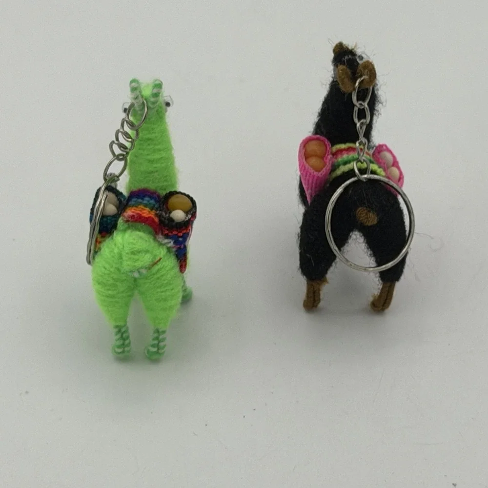 2-PACK Llama Alpaca Key Rings Artisan Made for Ecuador, Chile
